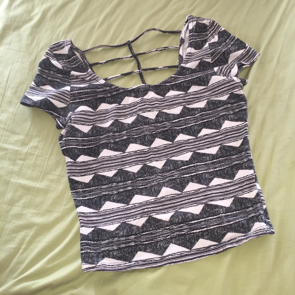 Geometric crop top w/ cage back